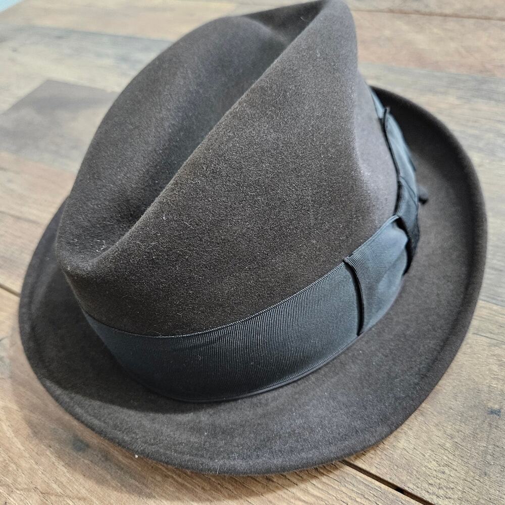 Barlesoni Hat Hand Felted Fur Edge Cushion Comfort Black‎ Bow Detail Vintage